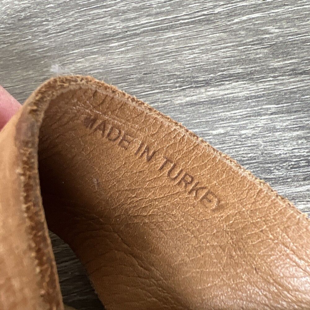 Miz Mooz Leather Slide Sandals Flats Tan EU 36 (US 5-6) Strap Toe Loop High Arch - Picture 6 of 9